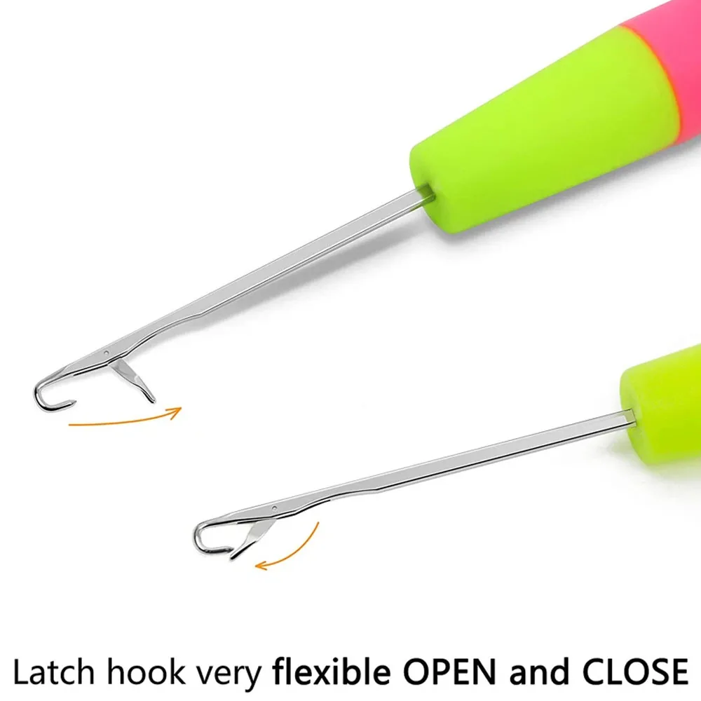 10Pcs Latch Hook Tool, Latch Hook Crochet Needle for Micro Braids, Hair Extension, Feather and Carpet