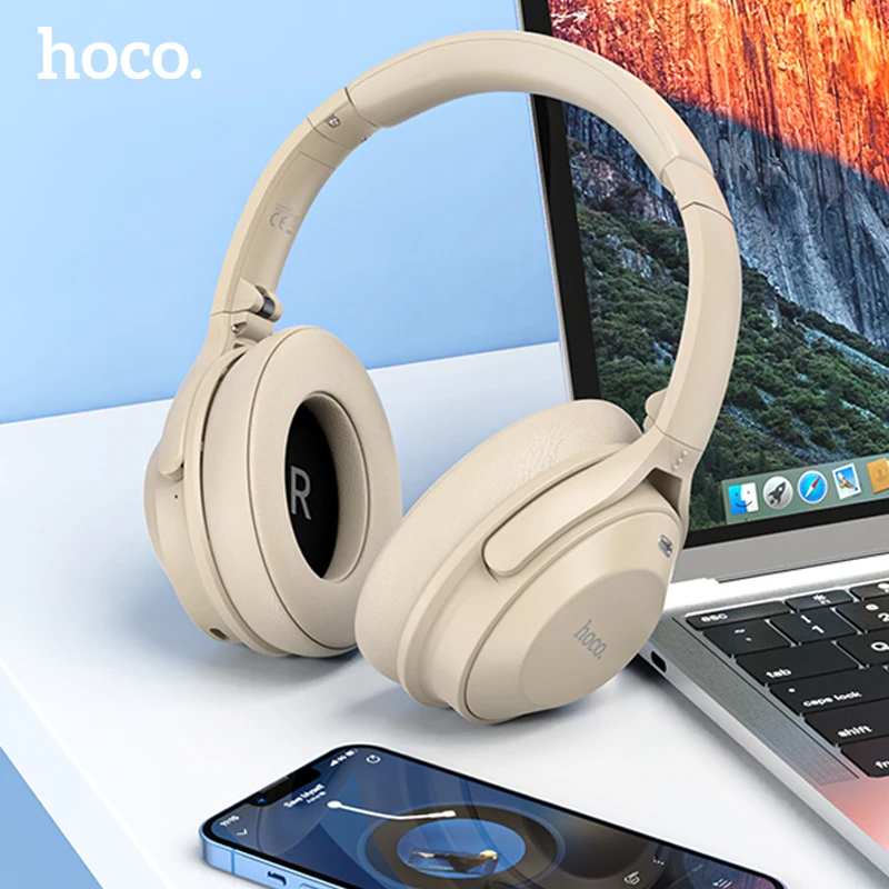 HOCO ANC Wireless Bluetooth 5.3 Headphone Active Noise Cancelling Headset 40mm Driver HiFi Music Sports Headphones for iphone 14