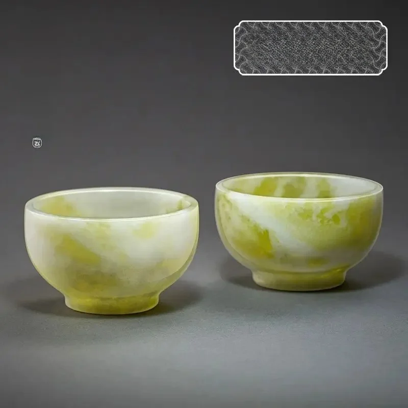 25ml prawdziwe Jade kubek do herbaty zdrowie Teaset naturalne Lantian Jades kamień ręcznie rzeźbione Kung Fu filiżanki Gongfu Teaware do napojów prezent — zdjęcie 2
