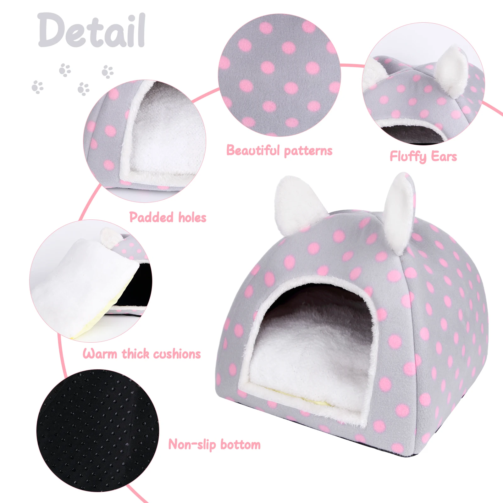 Guinea Pig Bed House,Small Animal Beds Hideout Cute Ear Rabbit Bed,Small Pet Hideouts Removable Pad,Rabbit Chinchilla Hedgehog