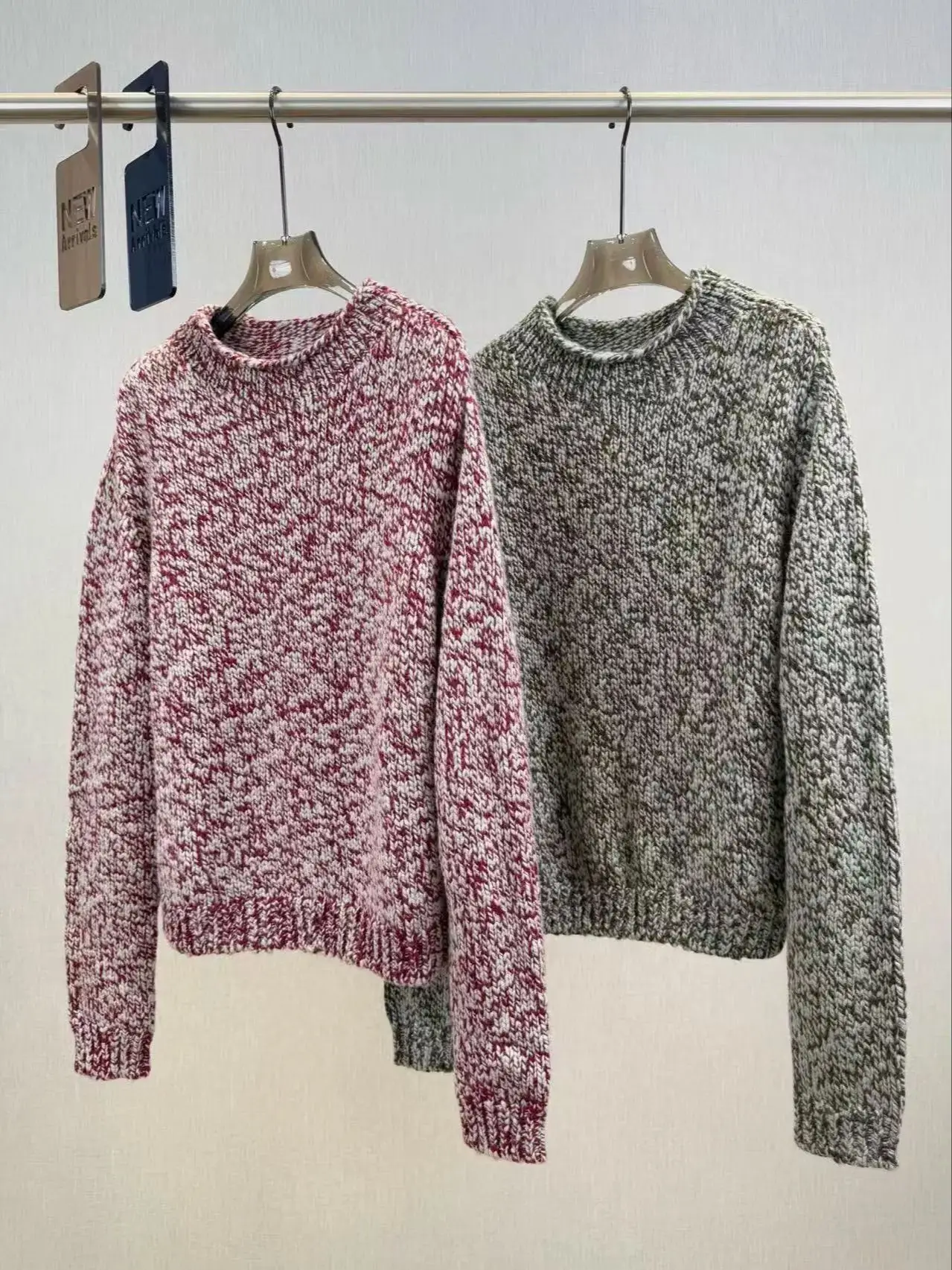 

Autumn-winter fashionable casual cashmere-wool women's long- sleeve knit pullover