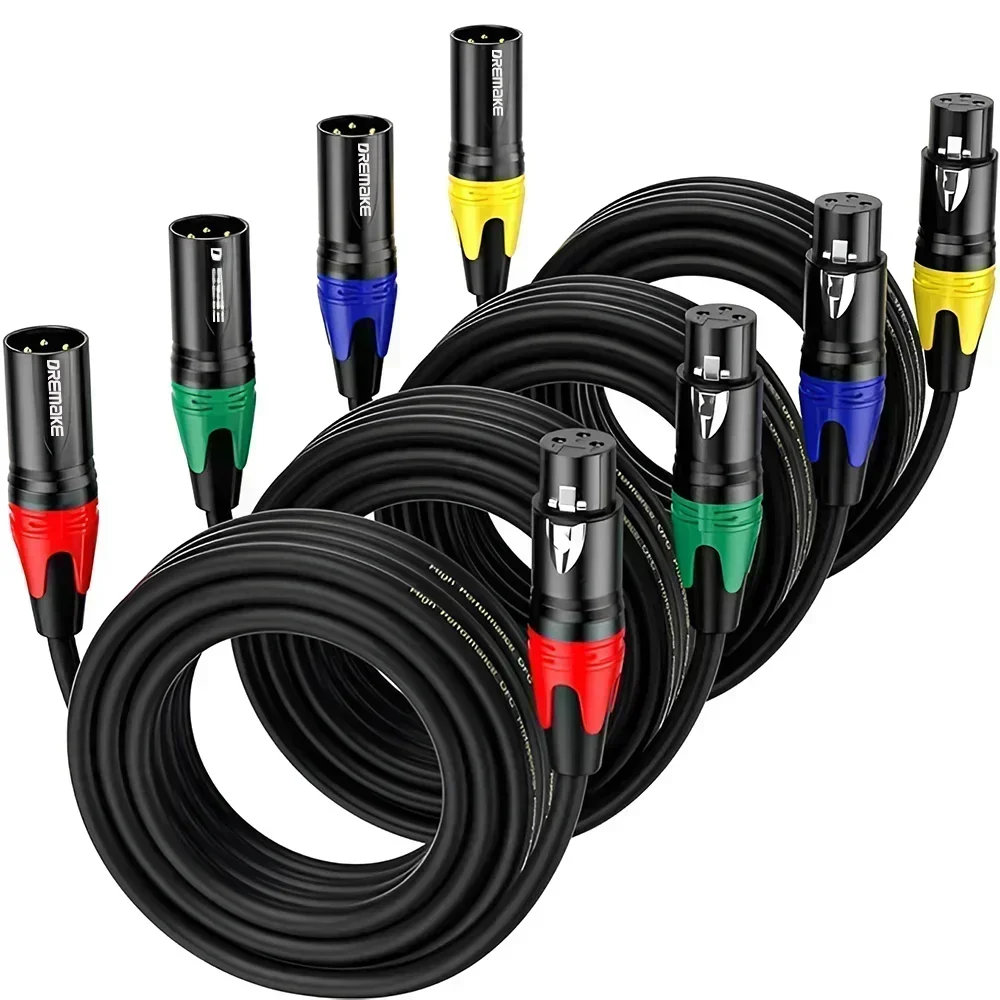 Xlr Audio kabel 4er-Pack Stecker-Buchse-Mikrofon kabel 3-poliges symmetrisches xlr-Kabel für