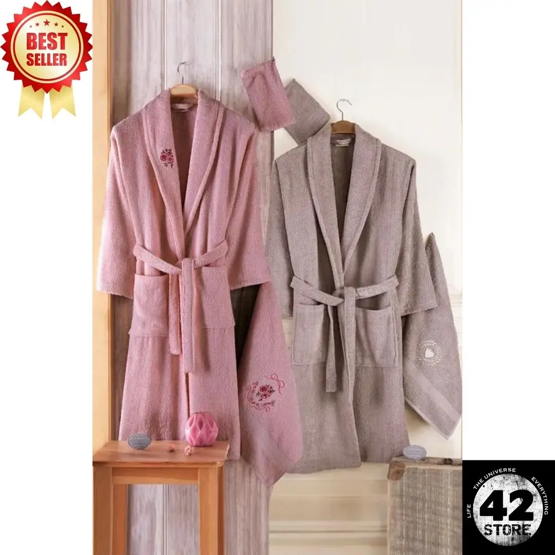 

Soft Turkish Cotton 8 Piece Family Towel Bathrobe Set