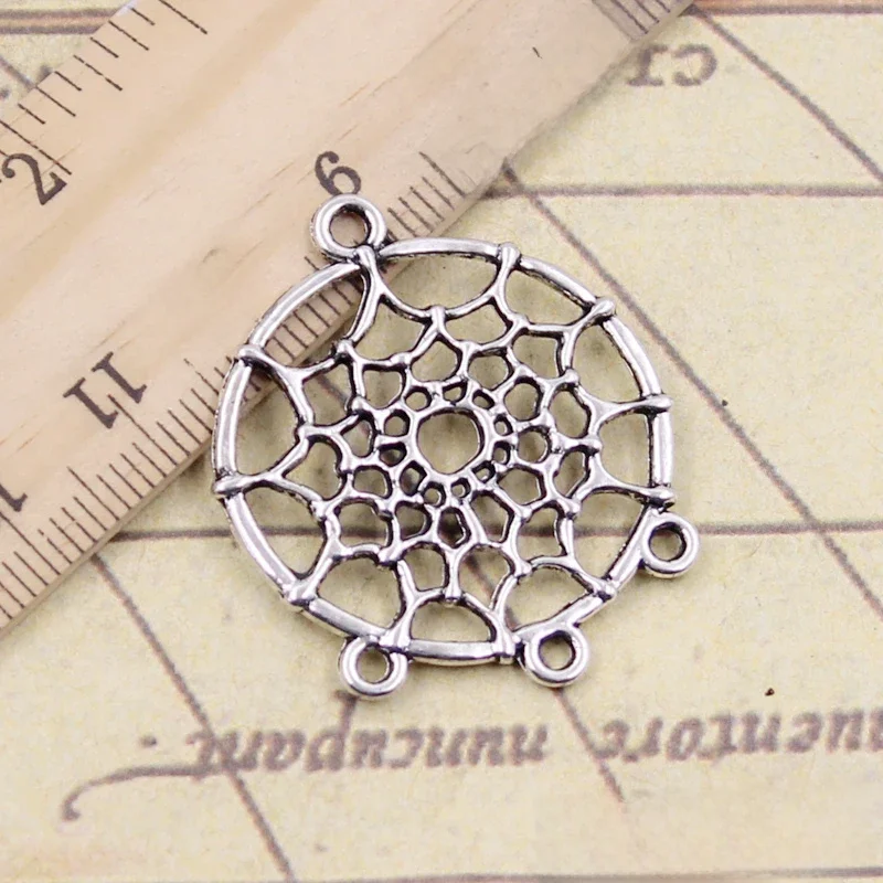 10 sztuk Charms Native Dream Catcher żyrandol złącze 34x28mm tybetański brąz srebrny kolor zawieszki antyczne tworzenia biżuterii DIY wisiorek — zdjęcie 2