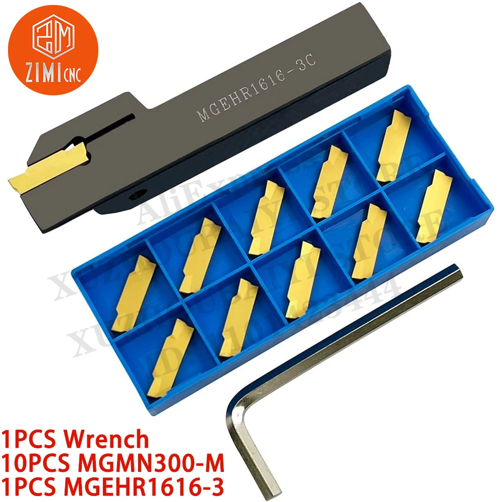 

1PCS MGEHR1616-3 Grooving tool holder + 11PCS MGMN300-M Indexable Carbide Grooving insert Carbide Inserts CNC tool cutting tools