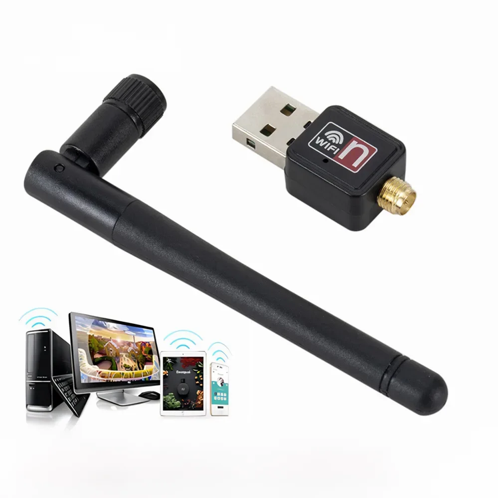 PzzP Synchronization-Carte réseau sans fil WiFi, 150Mbps, USB 2.0, 802.11 b/g/n, adaptateur LAN avec antenne rotative pour ordinateur portable, PC, mini dongle WiFi