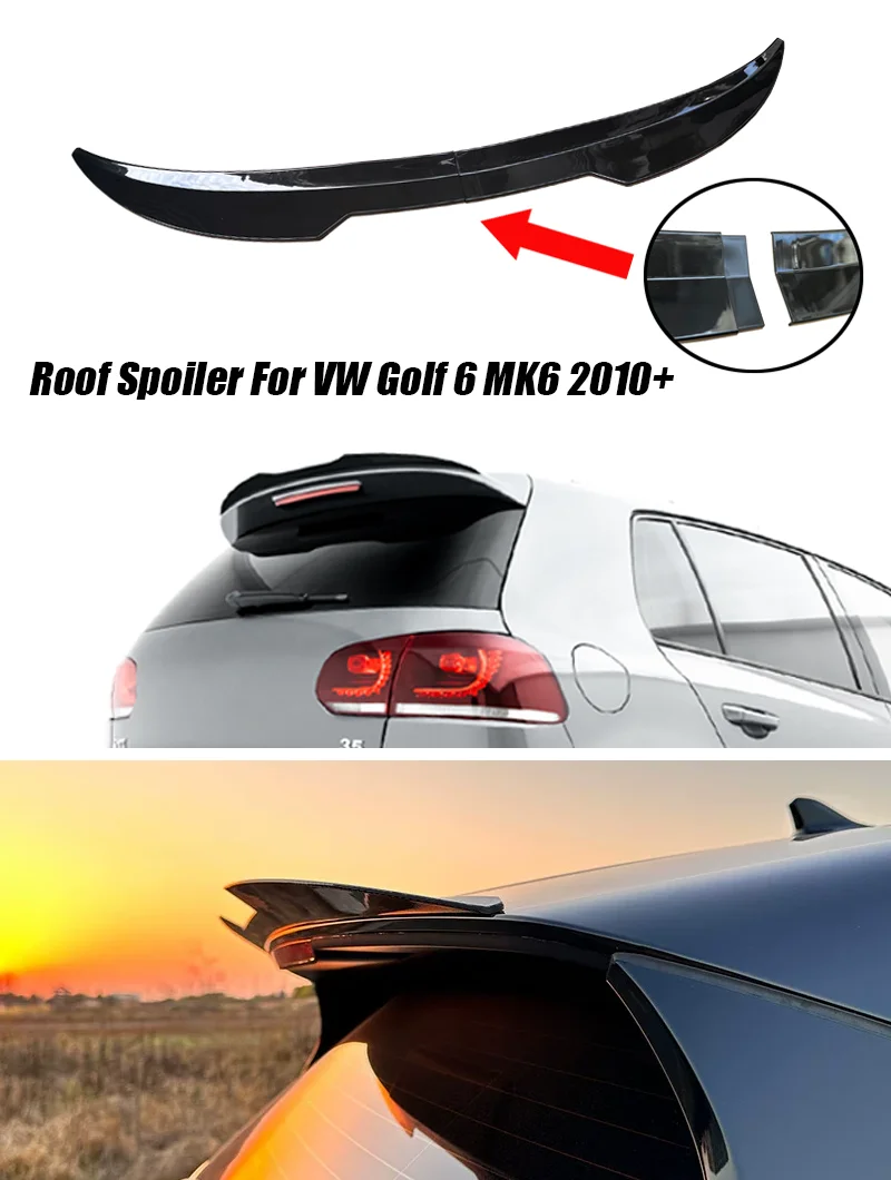 2 Stück 99cm Auto-Dachspoiler für Volkswagen Zubehör VW Golf VI 6 MK6 GTI R20 2010-2015 ABS Hochglanz Schwarz – Detail 1