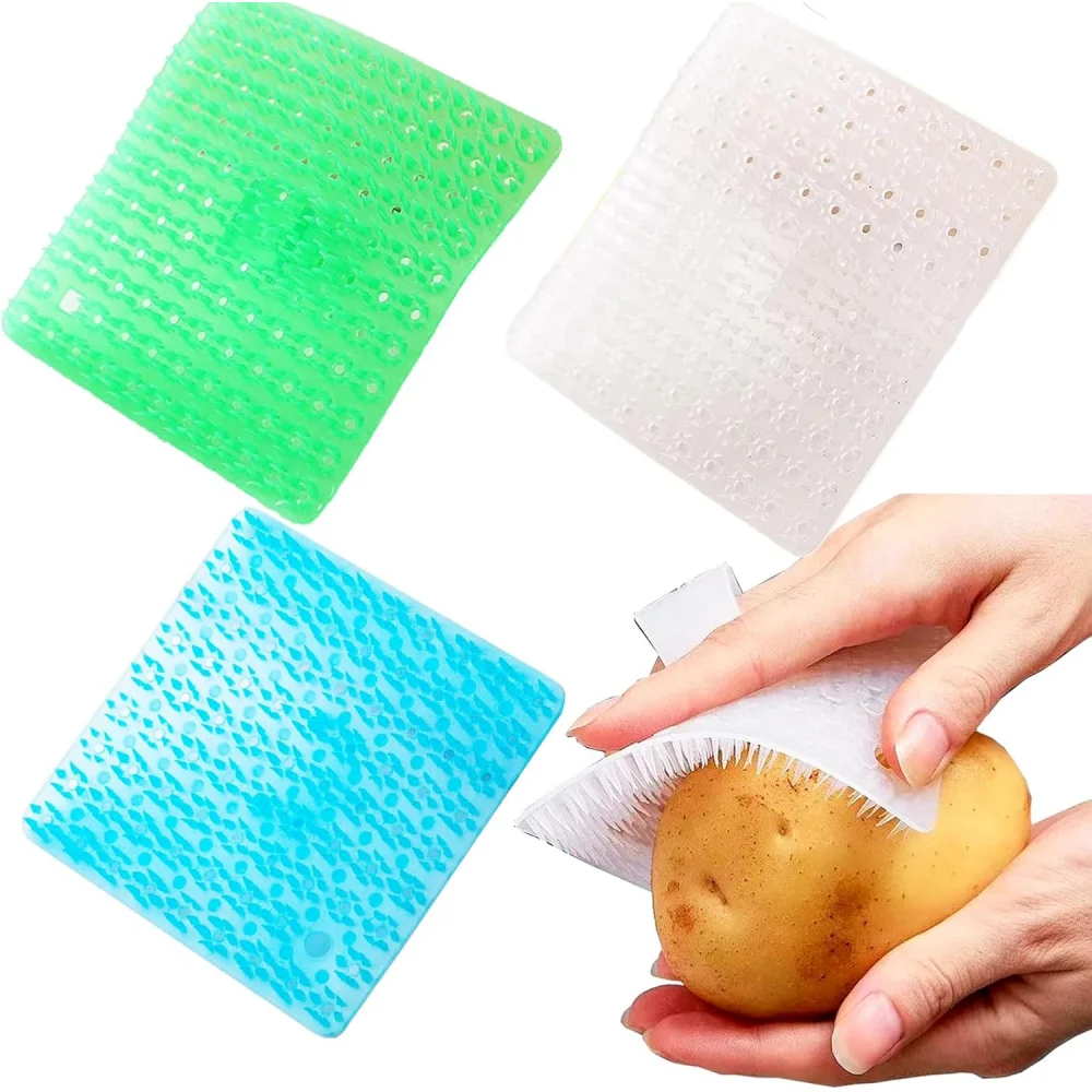 Three Vegetable Washing Brushes, Multi-Functional Fruit and Vegetable Washing Brushes, Carrot Cleaning Brushes, Household Cleani
