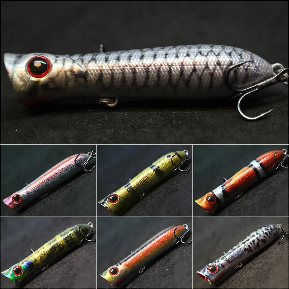 wLure Fishing Lure Topwater Popper 8cm 12g Real Skin Color Carp Fresh Water Sea Fake lure Ice Lure Fishing HT683