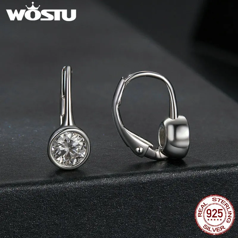 WOSTU 1CT Moissanite Drop Dangle Earrings Lab Diamond 925 Sterling Silver Sparkling Ear Buckles Women Wedding Valentine Day Gift