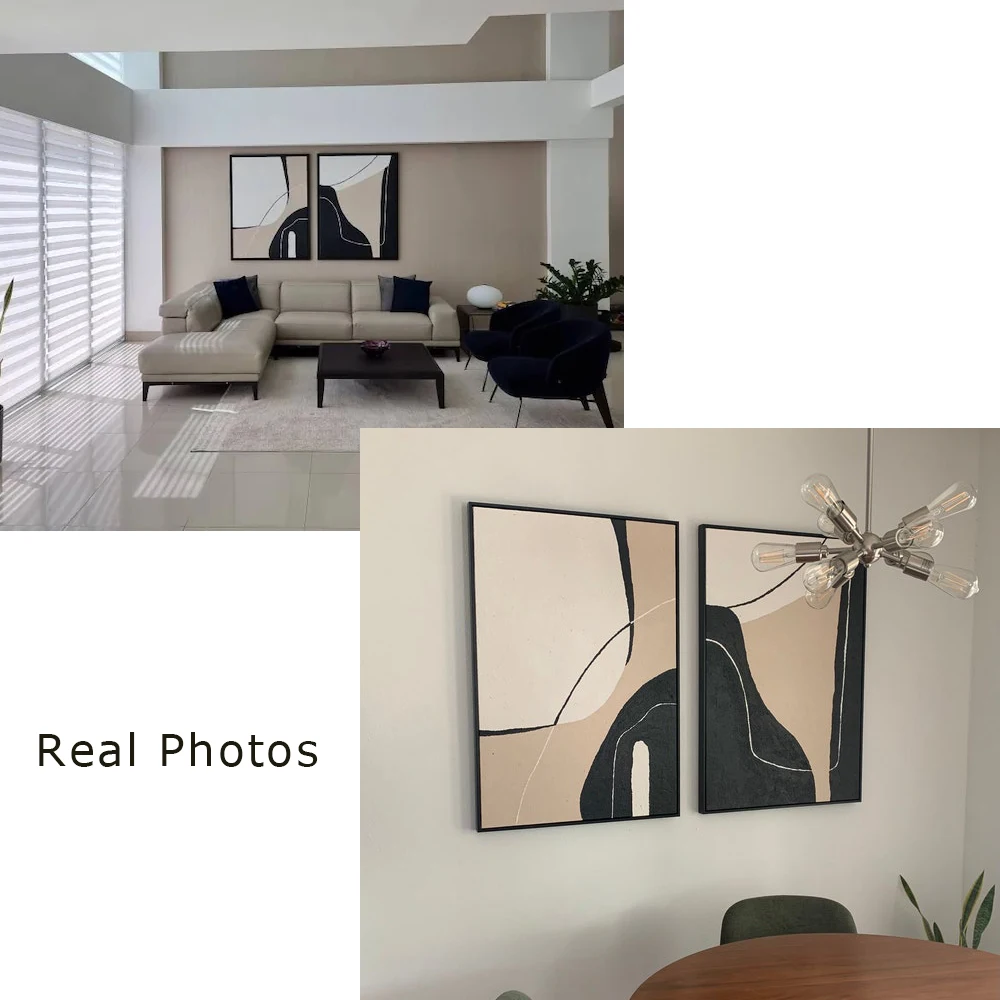 Black and White Abstract Canvas Painting Poster Vintage Minimalist Beige Design Print Modern Wall Artwork Decor for Home Room