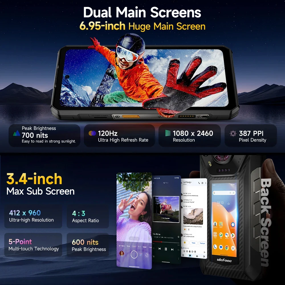 Ulefone Armor 30 Pro 5G Rugged Phone 12800mAh 64MP Night Vision Camera Mobile Phone Android 14 Up to 32GB+512GB Cellphone NFC