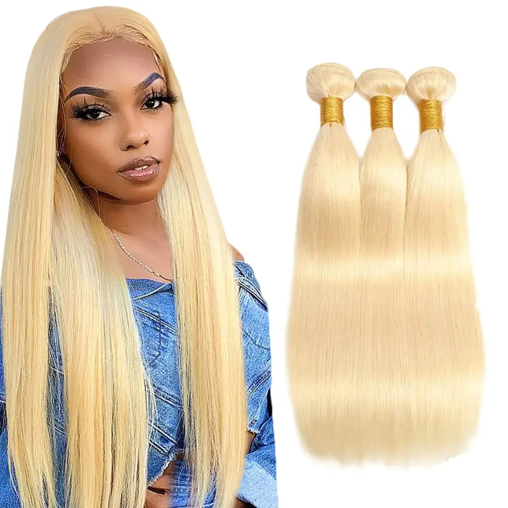 

613 пучков человеческих волос, прямые настоящие человеческие волосы для женщин, светло-русый цвет, 3 пучка человеческих волос, достаточно полной головы