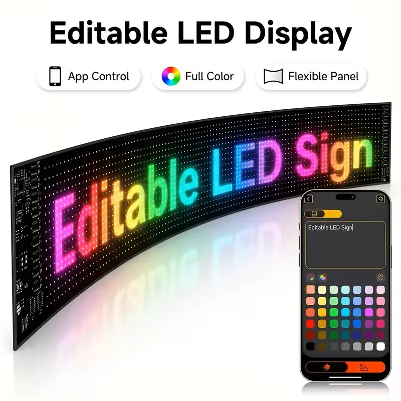 Xenth  Flexible LED Business Storefront Sign, Commercial Waterproof Editable Message Board With App Control & Remote For Shop