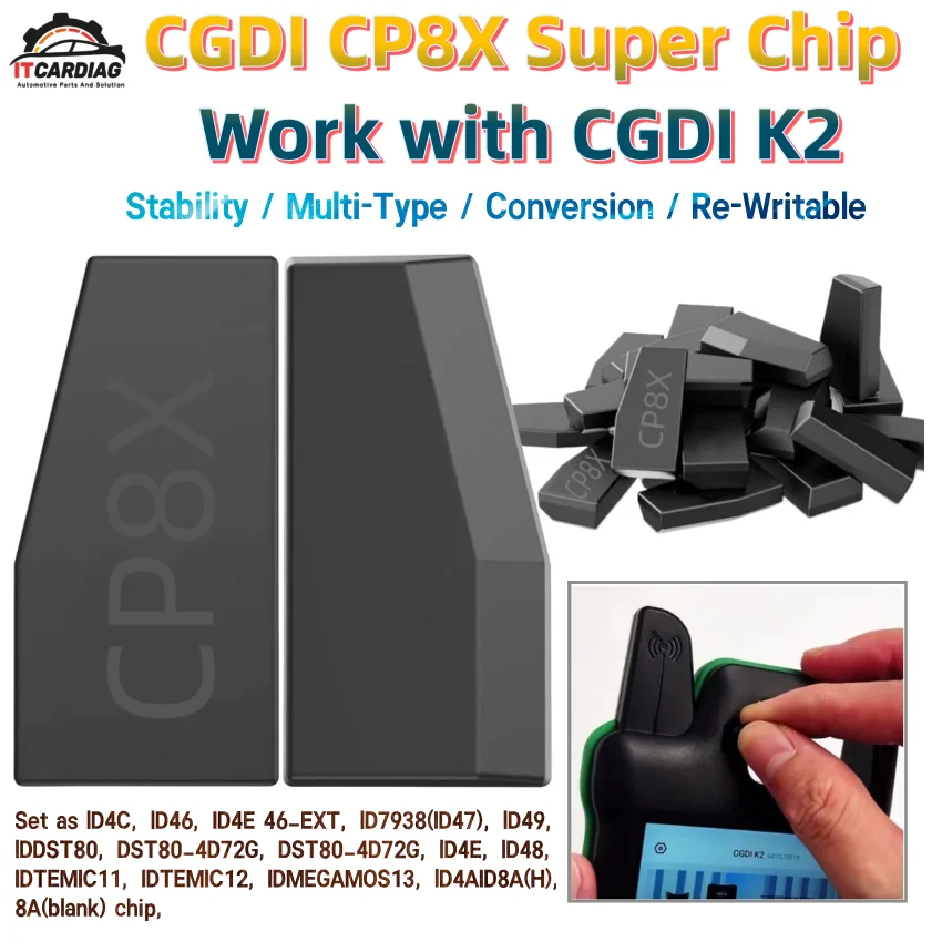 

Суперчип CGDI CG CP8X работает с комплектом удаленного программатора CGDI K2, что lD46/ID4E 46_EXT/lD7938(ID47)/lDDST8/lD4E/lD49/lD48/lD4A/lD4C
