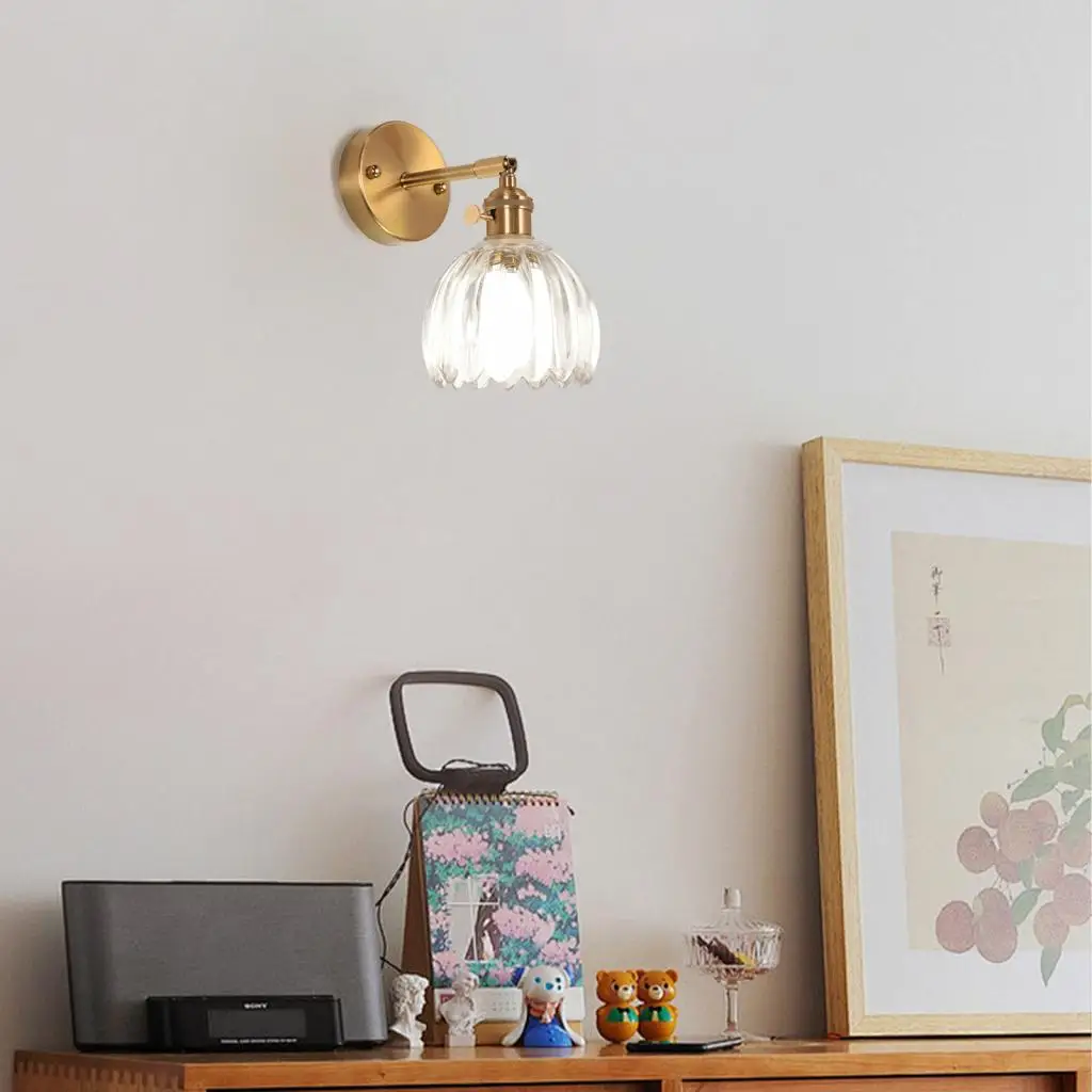 

Glass Wall Lamp Vintage Tulip Sconce Modern Simple Living Room Bedroom Hallway Restaurant Interior Decorative Wiring