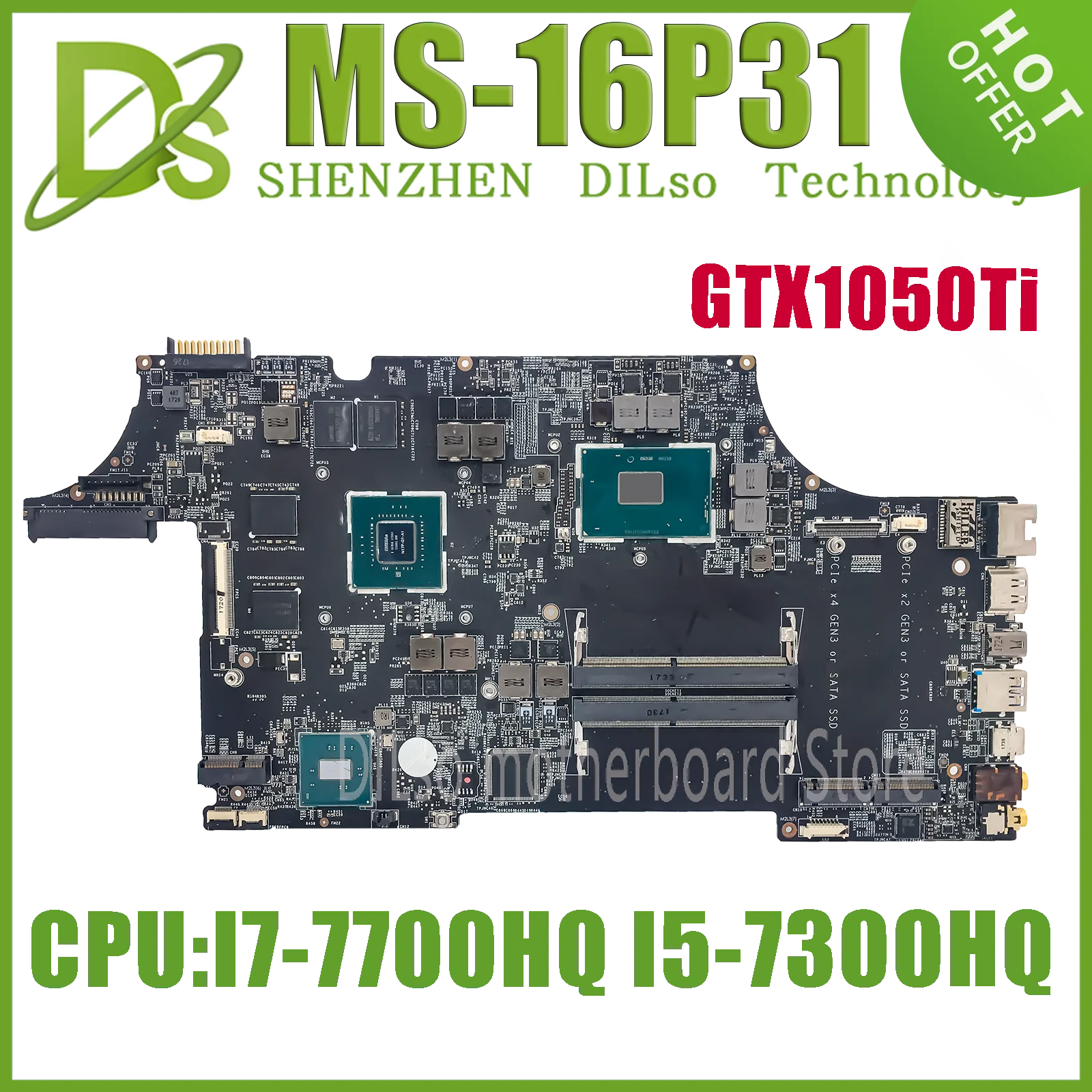 KEFU MS-16P31 Mainboard For MSI GE73 7RD Raider MS-16P3 MS-17C3 MS-17C311 Laptop Motherboard With i7-7700H i5-7300H GTX1050Ti