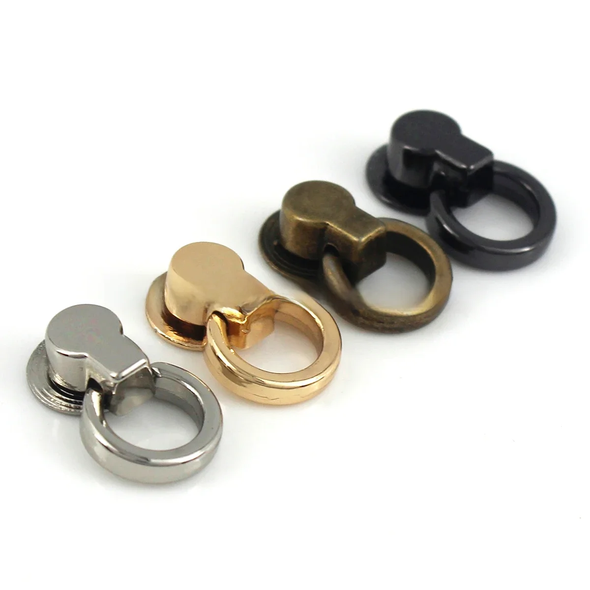 10szt Alloy Bag Side Edge Anchor Gusset Hanger Clamps Hardware with O Rings for Leather Craft Purse Bag Phone Case Akcesoria — zdjęcie 2