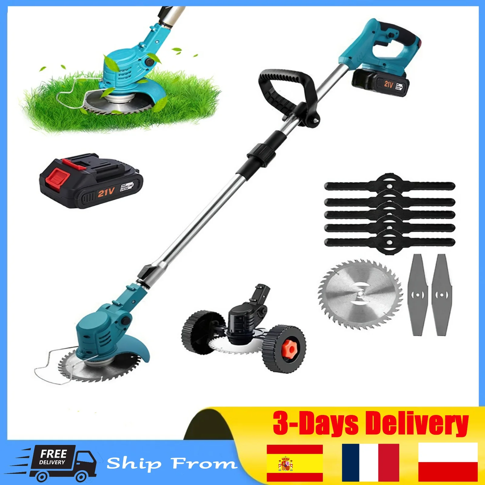 21V 1300mAh Electric Lawn Mower Handheld Cordless Grass Trimmer Length Adjustable Cutter Garden Tools For Makita 21V Battery