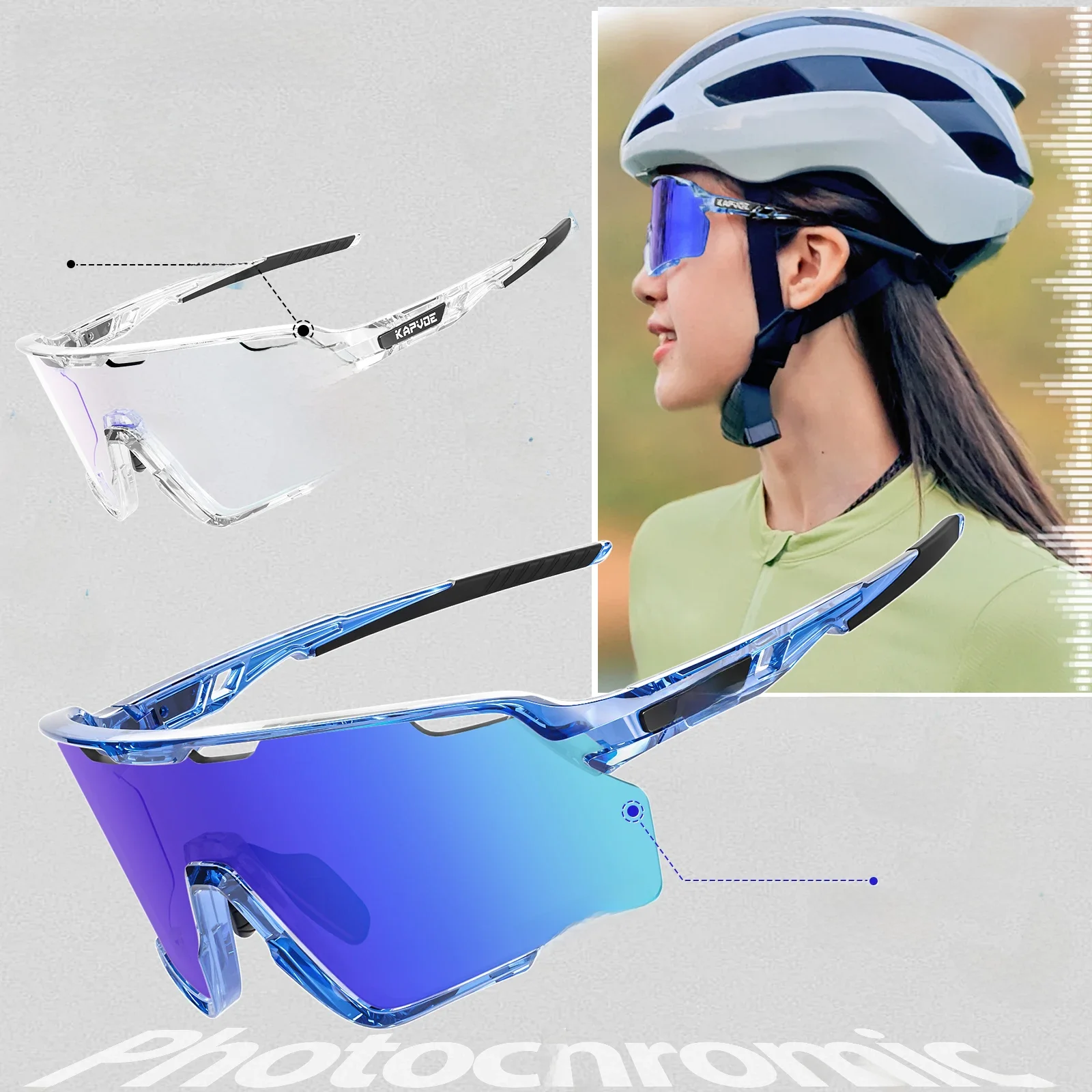 AliExpress UK kapvoe Kapvoe The World's First Photochromic Frame Glasses Bike Cycling Sunglasses Men Women Outdoor Sports