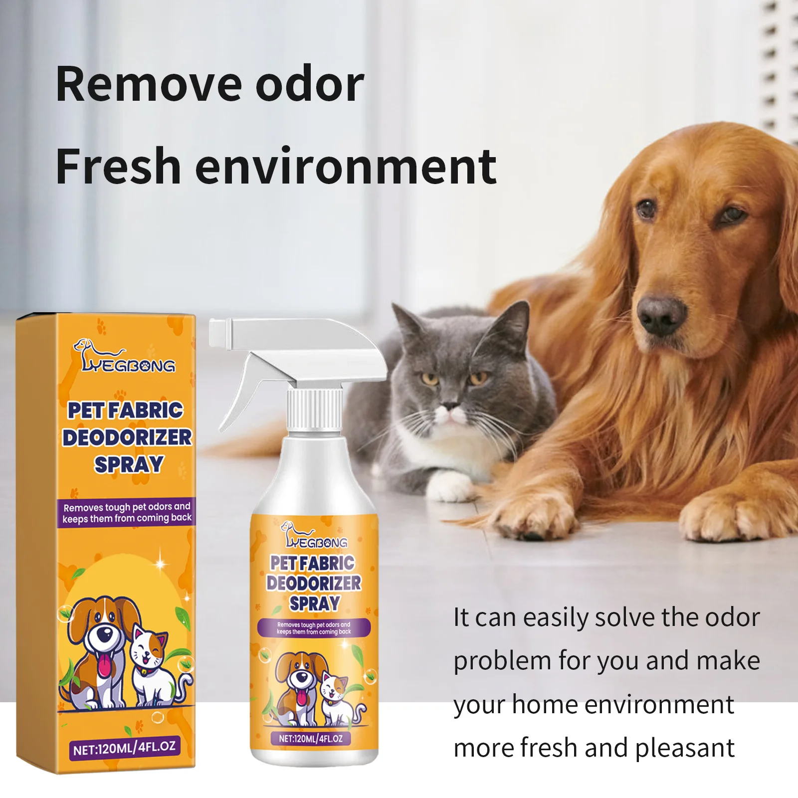 Yegbong 120 ml Pet Deodorant Sprey Koku Giderici Kedi Köpek Koku Giderme Kalıcı Koku Köpek Vücut Temizleme Hava Yenileme Spreyi