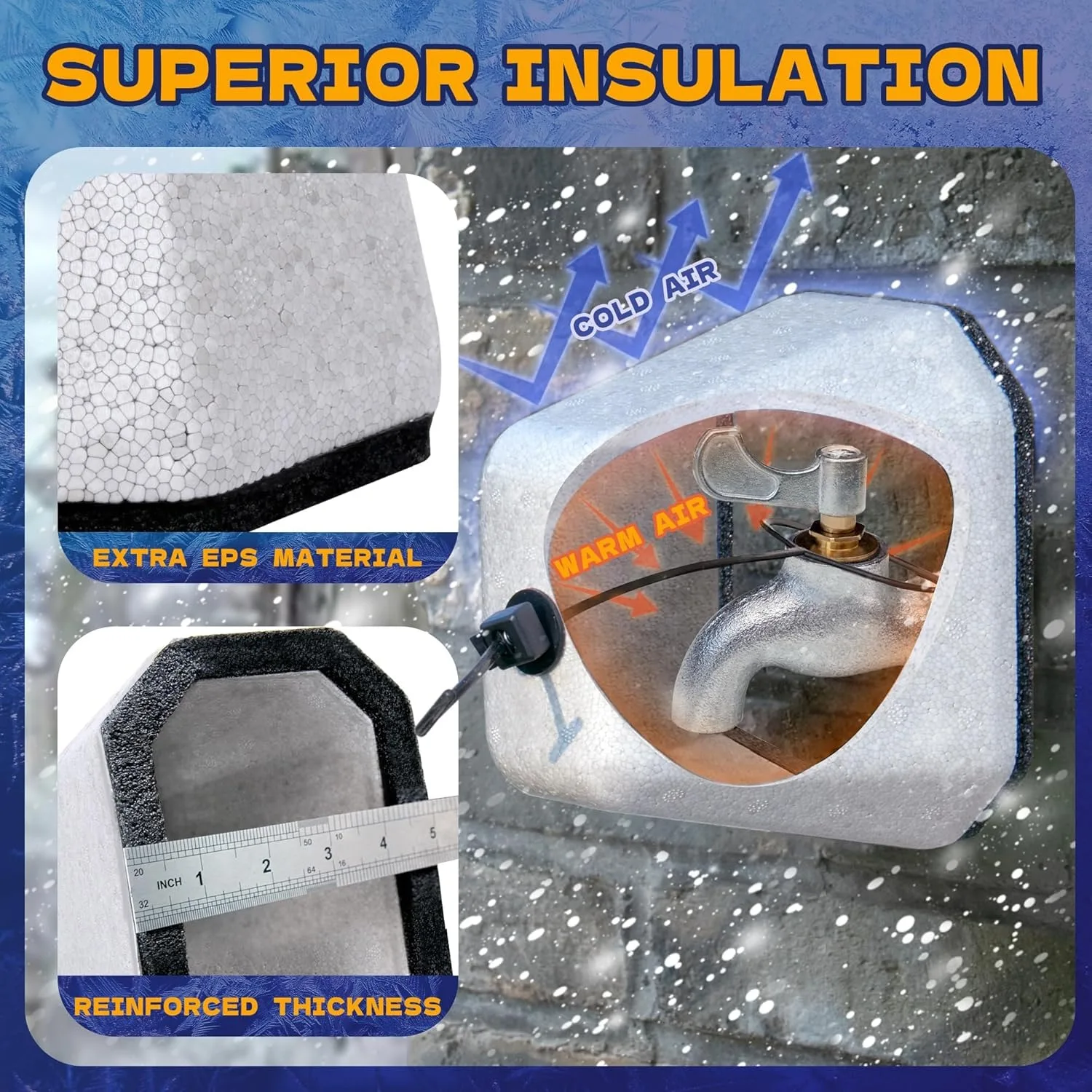 2Pcs Outdoor Faucet Covers Easy Install Garden Cold Freeze Anti Garden Hose Bib Insulating Outdoor Faucet Cover Protector