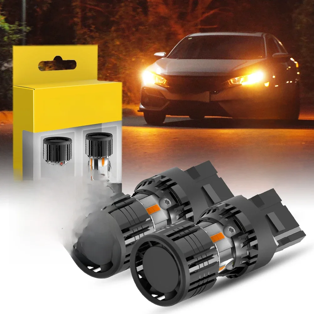 AUXITO 2Pcs WY21W LED Orange Canbus Car Turn Signal Light No Hyperflash T20 7440 W21W Indicator Bulb No Error 2200K Yellow 12V — zdjęcie 2