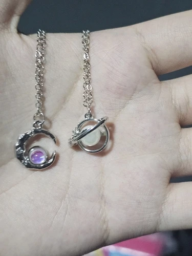Aihua Exquisite Y2K Silver Color Crystal Sun Moon Star Necklaces for Women Korean Temperament Clavicle Chain Jewelry Gifts photo review