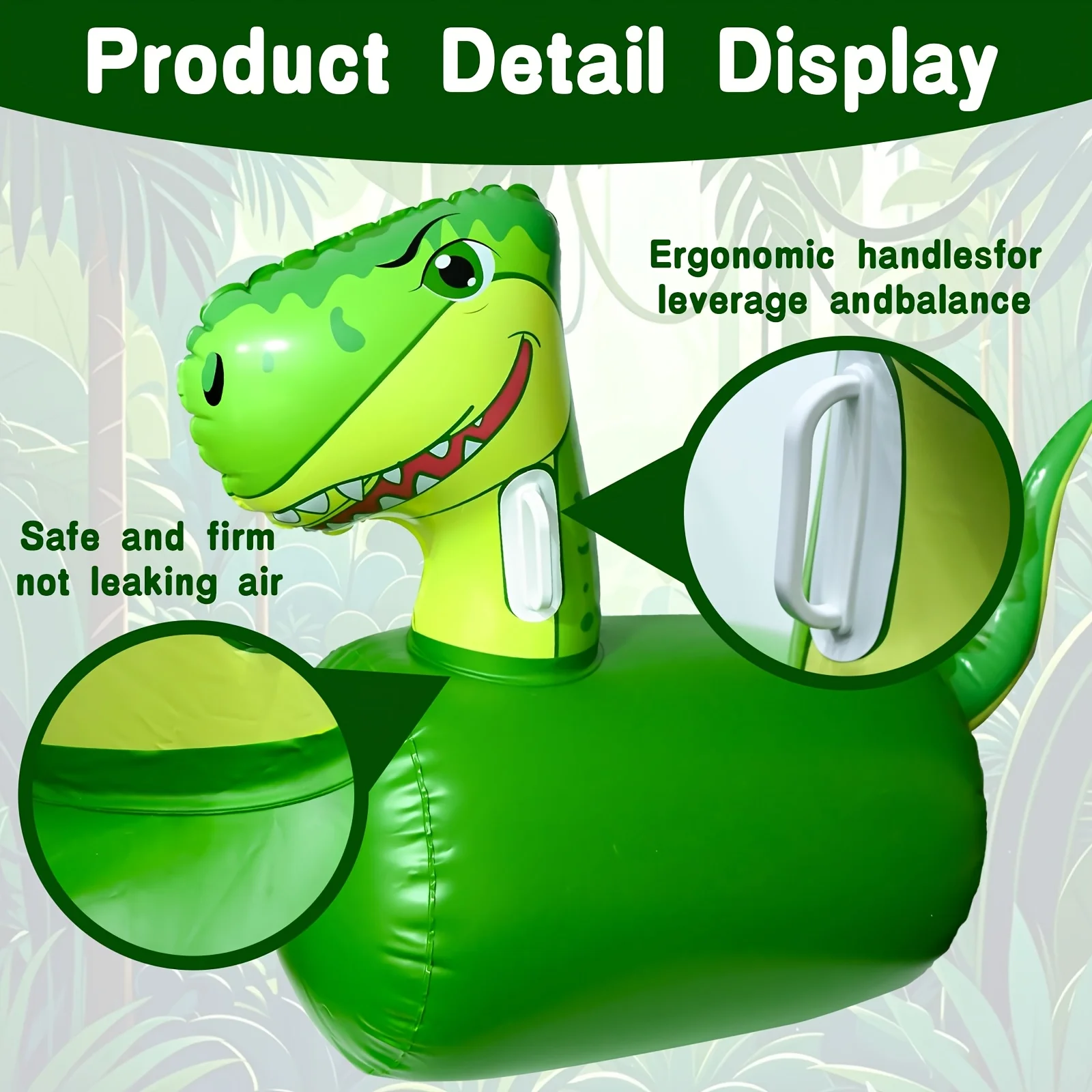 Inflatable Dinosaur & Unicorn Ride-On Bouncing Hopping Toy, Indoor & Outdoor JumpingToys, Green & Purple, With Hand Pump, Sturdy