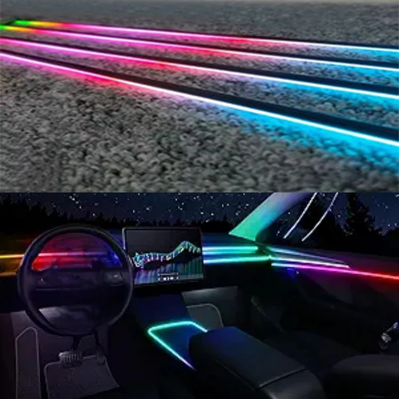 18 in 1 Symfonie Streamer Auto Omgevingsverlichting Interieur LED Acryl Strip Licht RGB 64 Kleur Decoratie Sfeerlamp APP Afstandsbediening - afbeelding 2