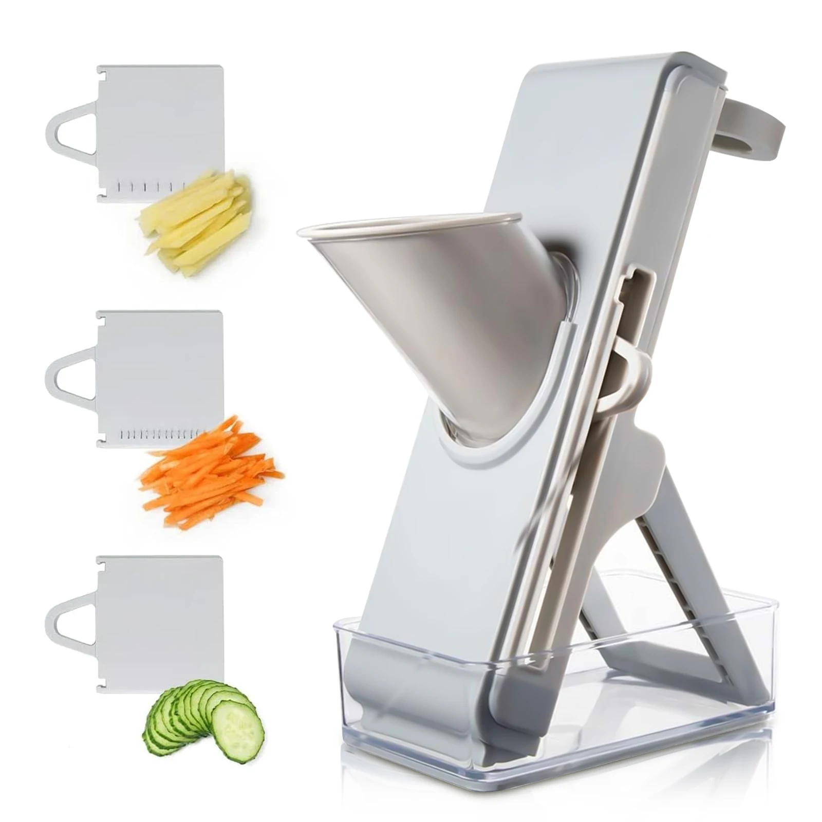 

Mandoline Slicer, 4-in-1 Vegetable Chopper and Food Slicer for Kitchen, Adjustable Stainless Steel Slicing and Dicing, Safe