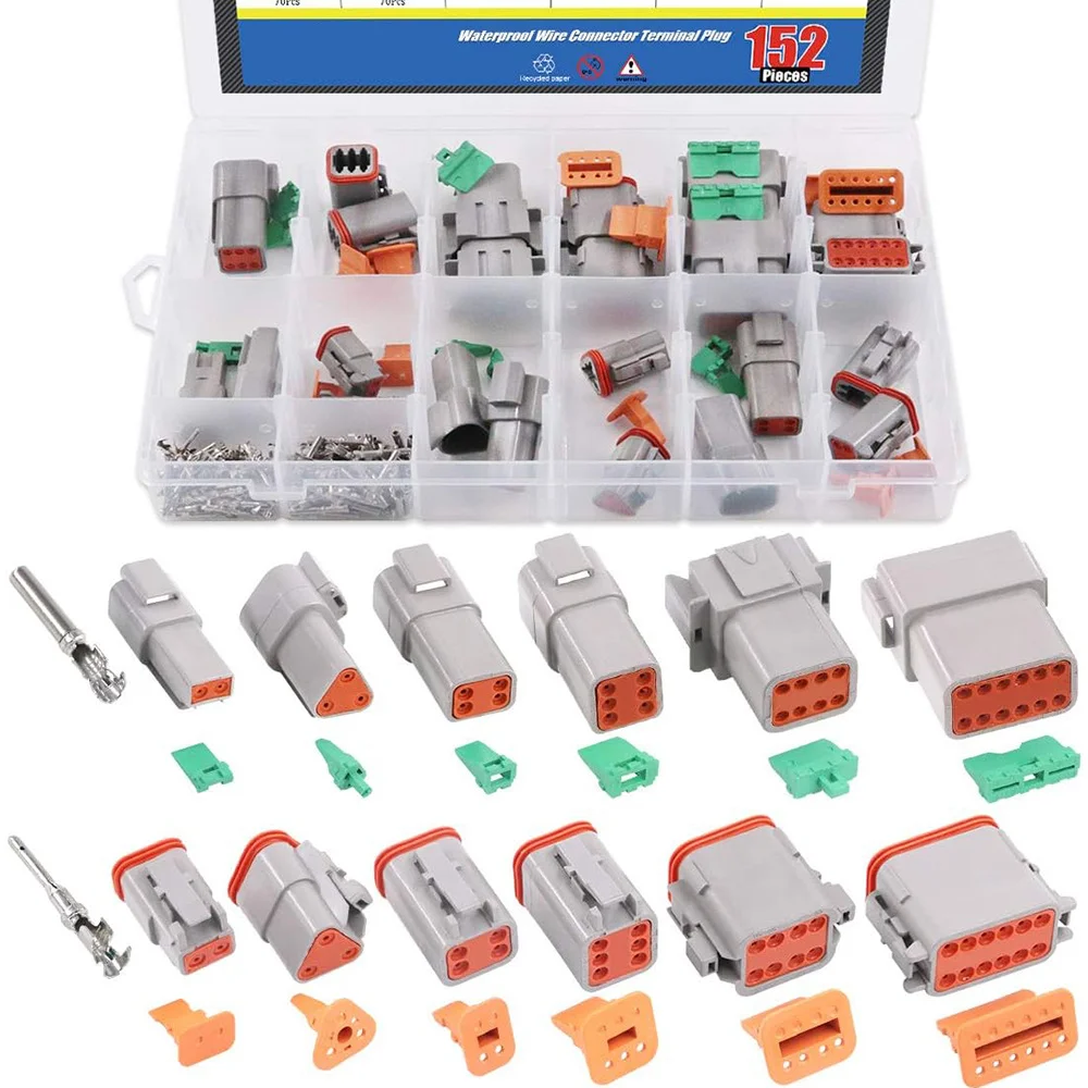 

152Pcs 2 3 4 6 8 12 Pin Way Sealed DT connectors Male & Female Auto Waterproof Electrical Wire Connector Plug 22-16AWG Connector