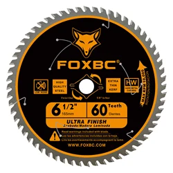 FOXBC 165mm Circular Saw Blades 60 Teeth Ultra Fine Finish Wood Cutting 1pcs