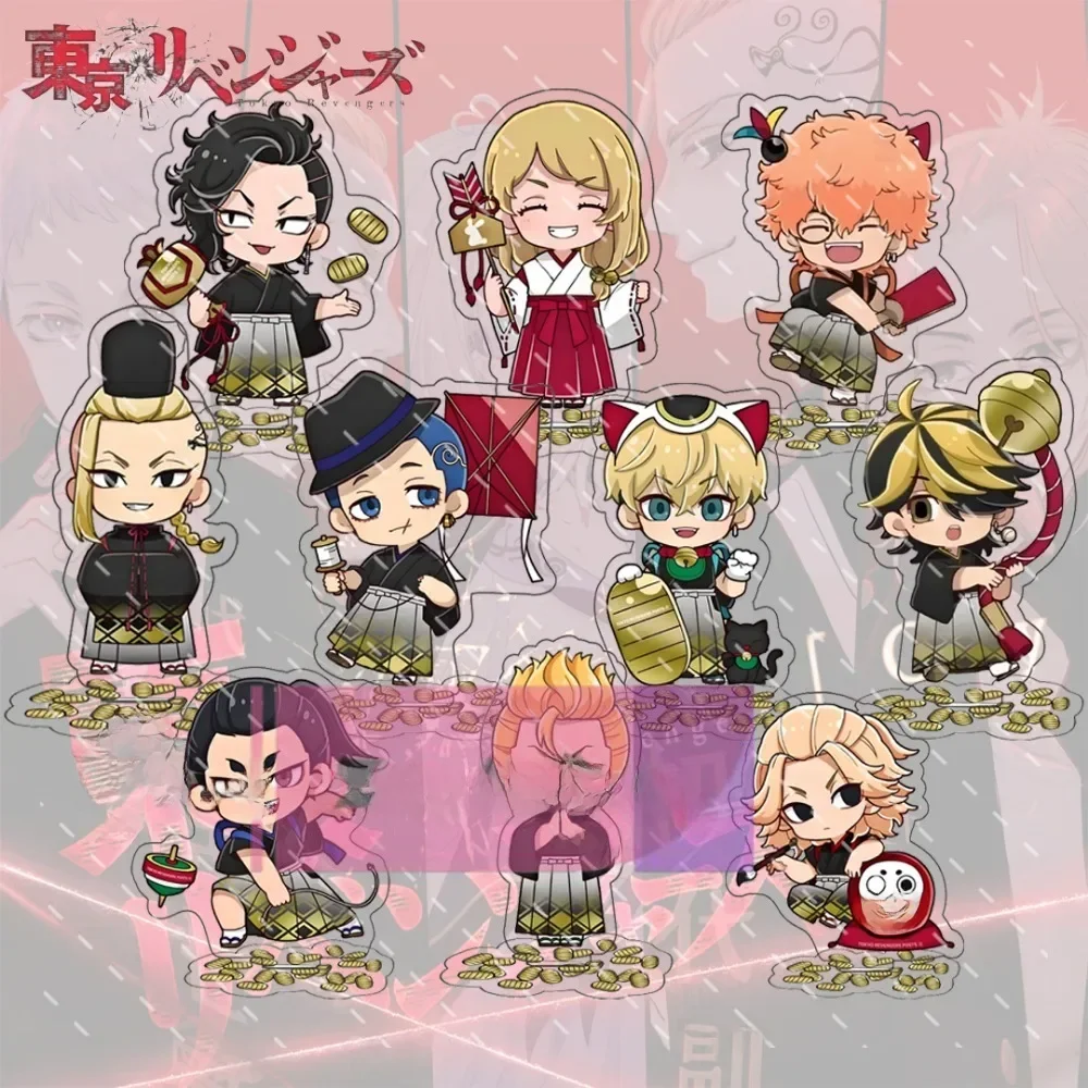 Figurine d'anime Tokyo Revengers Manjiro Ken Takemichi Hinata Atsushi, support en acrylique, plaque de modèle or et jade vied avec chaque autre