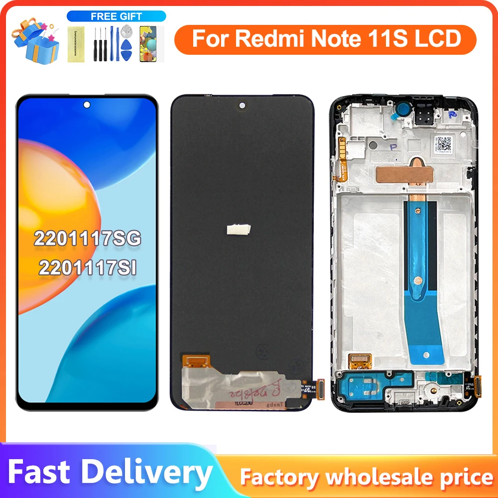 6.43 \'\'AMOLED per Xiaomi Redmi Note 11S LCD 2201117SG, 2201117SI, 2201117SY Display Touch Screen Digitizer Assembly sostituzione