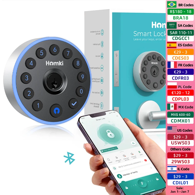 

RAYKUBE HK01 Tuya Bluetooth Smart Deadbolt Locks Electronic Door Lock APP Auto Lock Delay with Keypads Password/ App /Key Unlock