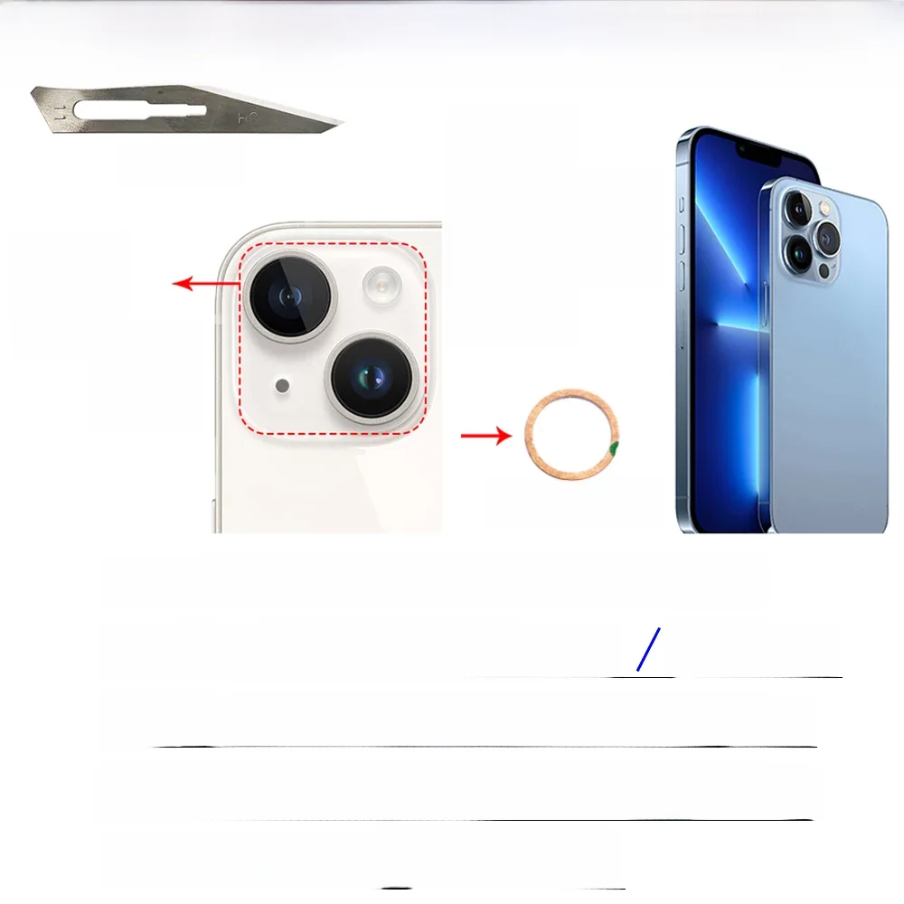 Nouvelle lentille de caméra arrière de remplacement en verre avec autocollant adhésif pour iPhone 11 12 13 14 Pro Max mini 15 Plus