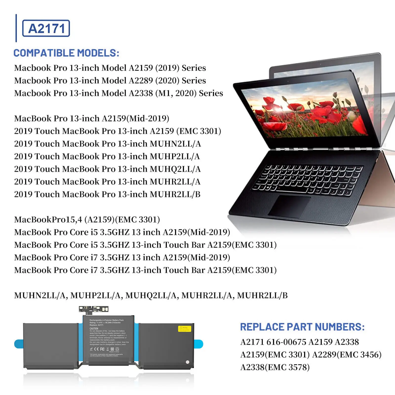New A2171 Battery For Apple MacBook Pro Retina 13.3'' A2159 2019 Year 13 inch A2289 A2338 2019 2020 Free Tools Fast Shipping