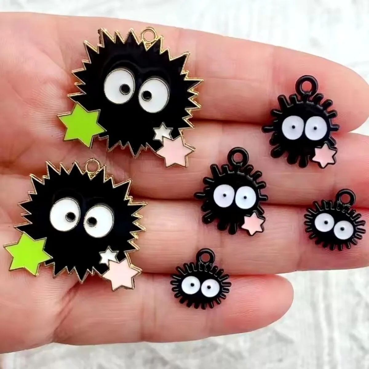 10pcs Cartoon Anime Charms Cute Coal Balls Pendant DIY Earring Bracelet Necklace Keychain Phone Jewelry Making Finding