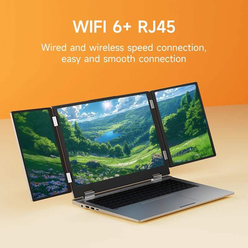 16 Inch Triple Screen Laptop 32GB RAM 1TB SSD Face Recognition Notebook for Business, Stock Trading & Finance RJ45 Windows11pro