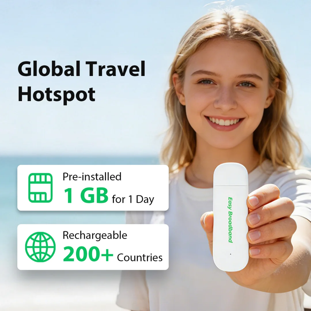 USB 4G LTE Modem with 1GB SIM Card Portable Internet Stick Mobile Hotspot Network Adapter Router Wireless USB Dongle WiFi 6