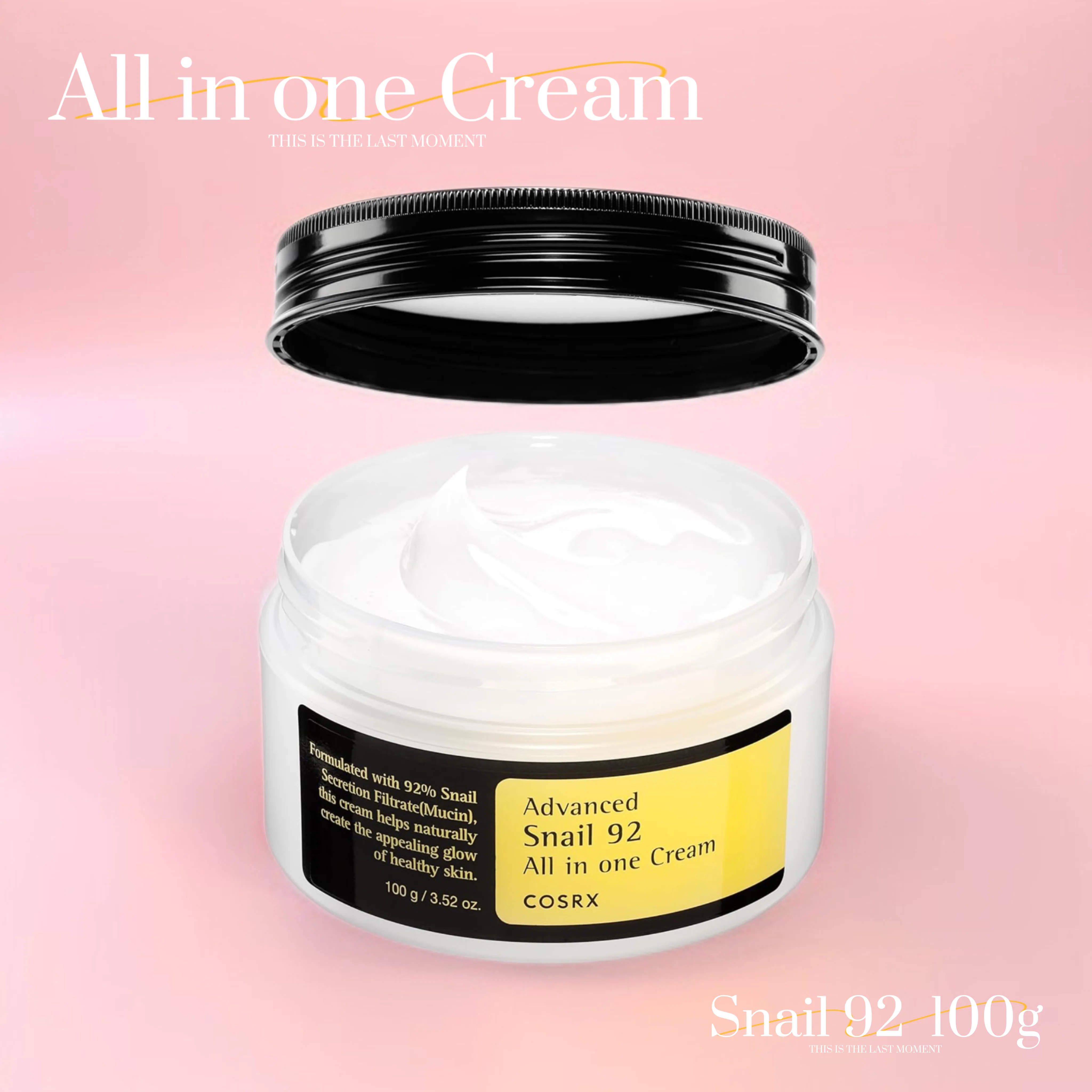 Skin care Cream COSRX Snail Mucin 92% Moisturizer 3.52oz/ 100g, Daily Face Gel Cream for Dry, Sensitive Skin