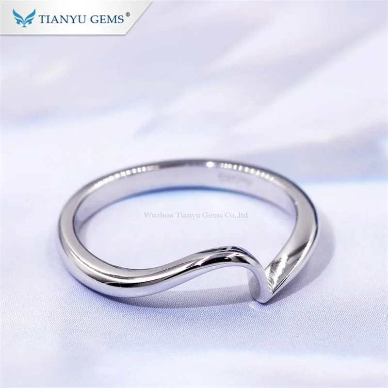 Imagem -03 - Tianyu Gemas 10k 14k 18k Branco Ouro Casamento Banda Estilo Simples Promessa Anéis Feminino Noivado Jóias Acessórios para Namorada