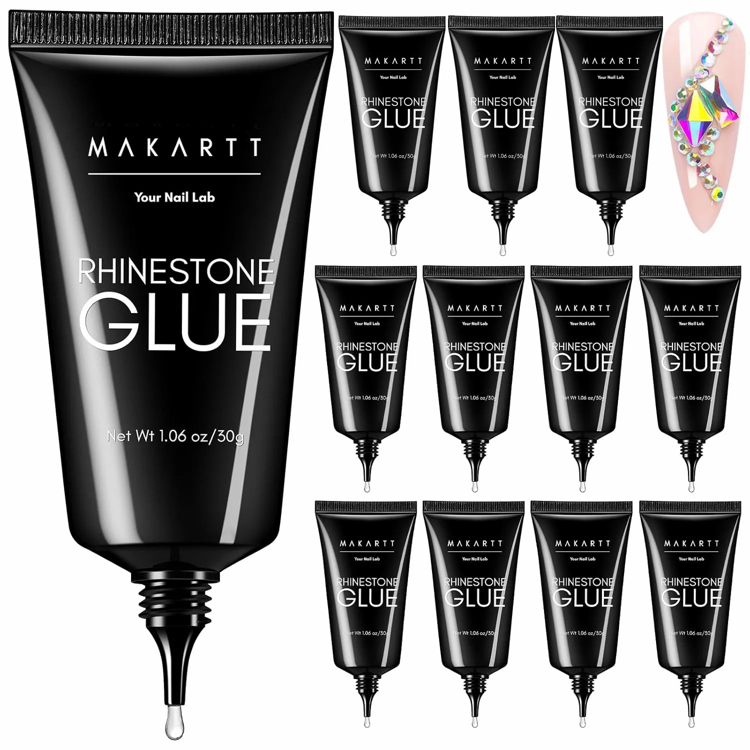 

Makartt Rhinestone Glue for Nails - 30ML Super Strong Gel Nail Glue for Nail Salon, 3D Nail Art, and Nail Charm Gem Jewelry