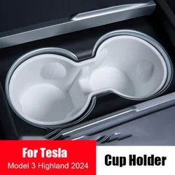 Water Cup Holder For Tesla Model 3 Highland 2024 Car Accessories Center Console Organizer TPE Insert Storage Box