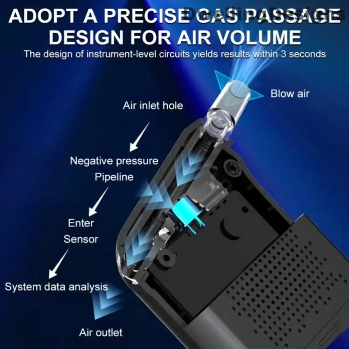Portable Digital Breath Alcohol Tester High Precision Alcohol Detector with LCD Display