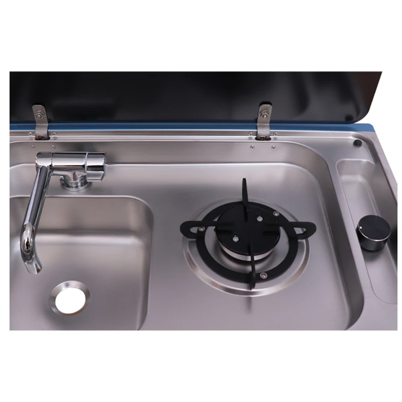 เตาแก๊สอเนกประสงค์สำหรับตั้งแคมป์ในรถบ้าน พร้อมฝาปิดกันฝุ่น ทำจากสแตนเลส พกพาสะดวก เหมาะสำหรับเรือ รถบ้าน ครัวกลางแจ้ง และการเดินทาง