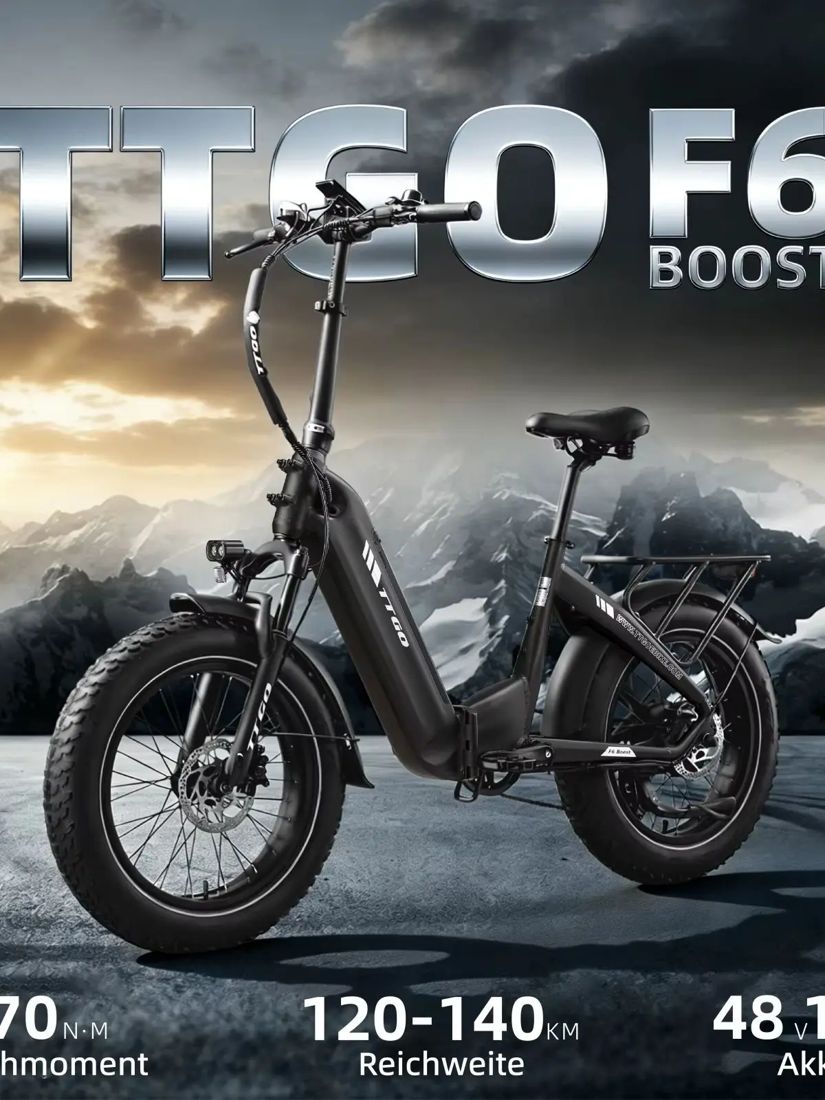 TTGO F6 Boost 20 "elektrische fiets voor volwassenen, 250W motor, 48V18Ah batterij, stads e-bike, 140 km bereik, elektrische fiets voor mannen en vrouwen, e-bike - afbeelding 2