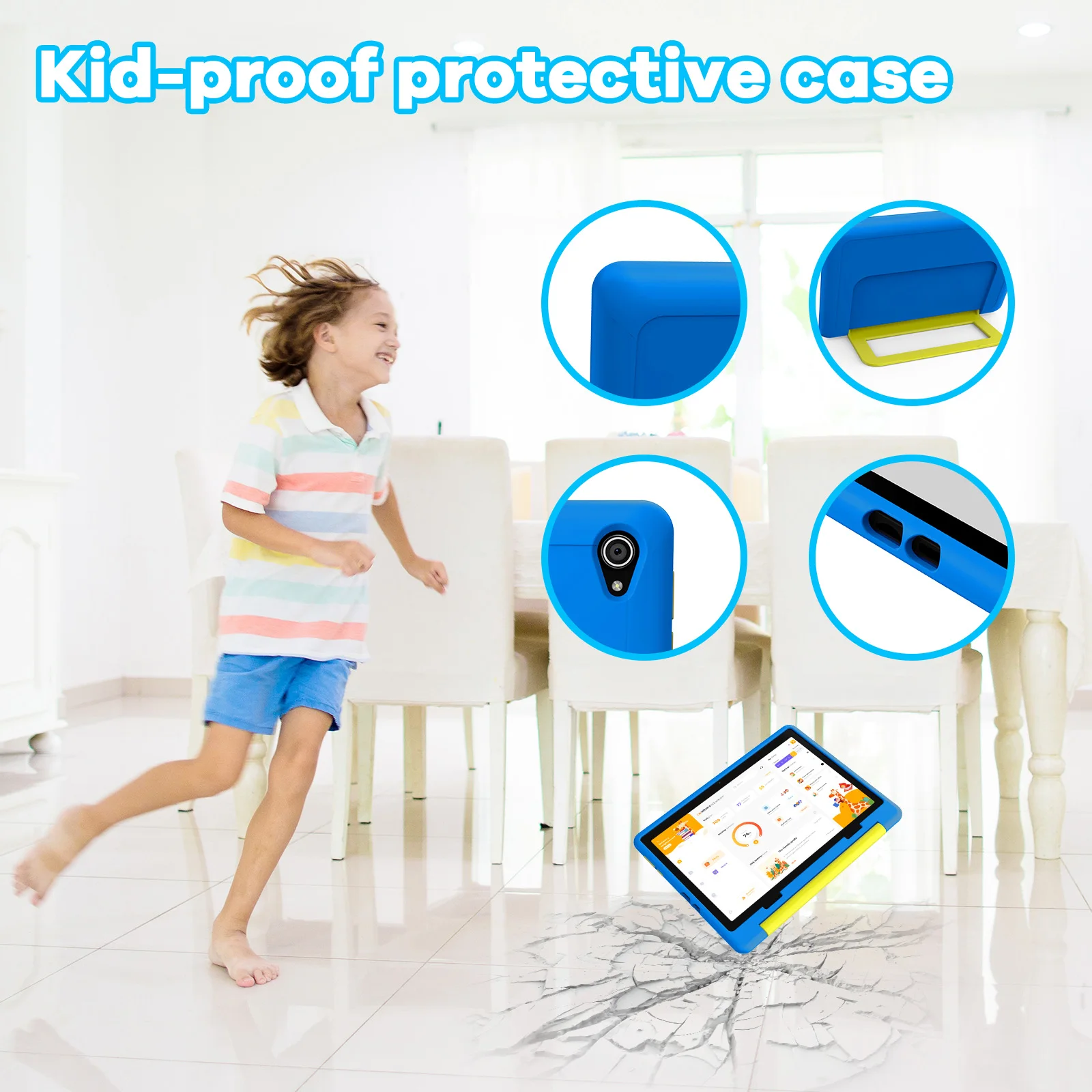 Tableta KT1016 de 10,1 pulgadas para niños, Tablet con Android 14, cuatro núcleos, 8GB de RAM, 64GB de ROM, 1TB, WiFi, Bluetooth, regalo para niños, Software para niños, PC Pad