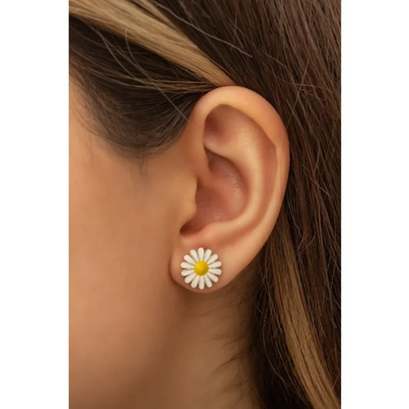 925 Sterling Silver Earrings Daisy Model Jewelry 14k Gold Plated Spring Earrings For Girls Gift Fashion